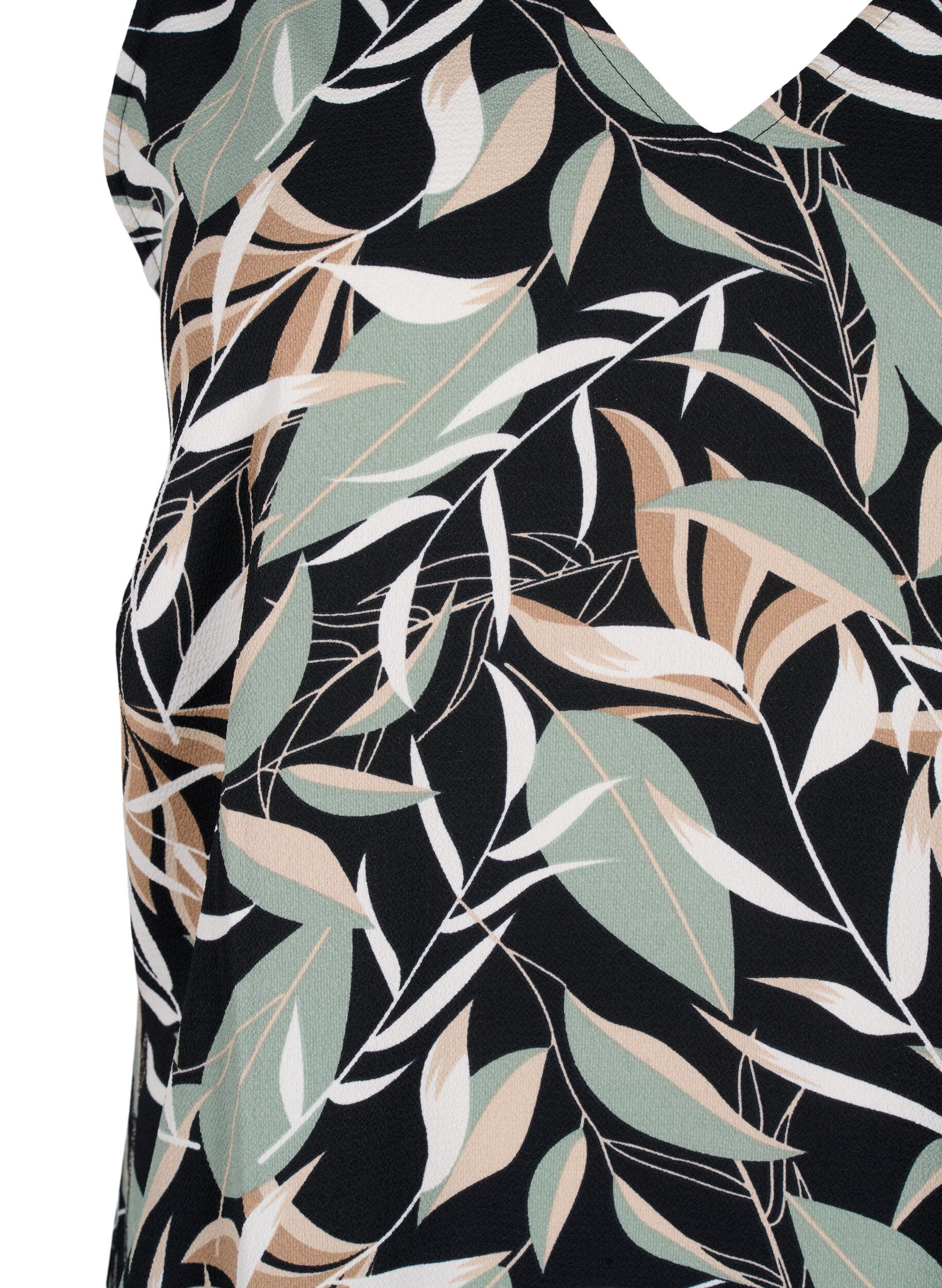 Zizzi Printet top med v-hals , Black w. Gr.Leaf AOP, Packshot image number 2