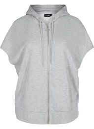 Kortærmet sweatshirt med lynlås, Light Grey Melange