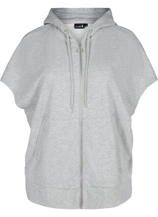 Kortærmet sweatshirt med lynlås, Light Grey Melange, Packshot image number 0