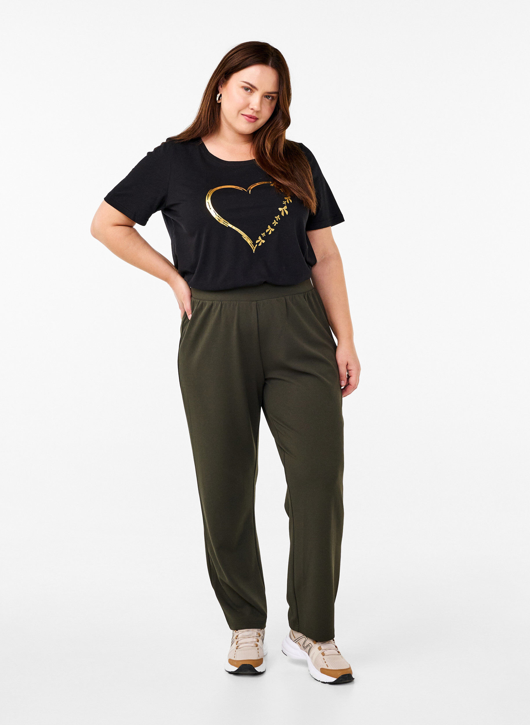 Zizzi FLASH - T-shirt med motiv, Sort, Model image number 1