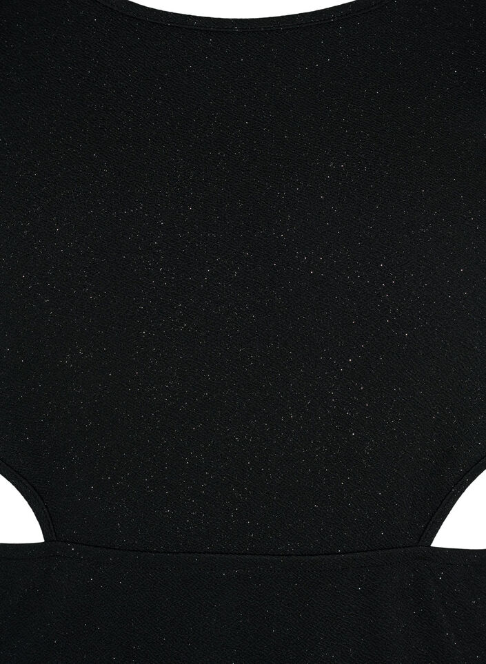 Ærmeløs kjole med udskåret parti, Black, Packshot image number 2