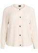Kabelstrikket cardigan med gyldne knapper, Vanilla, Packshot image number 0