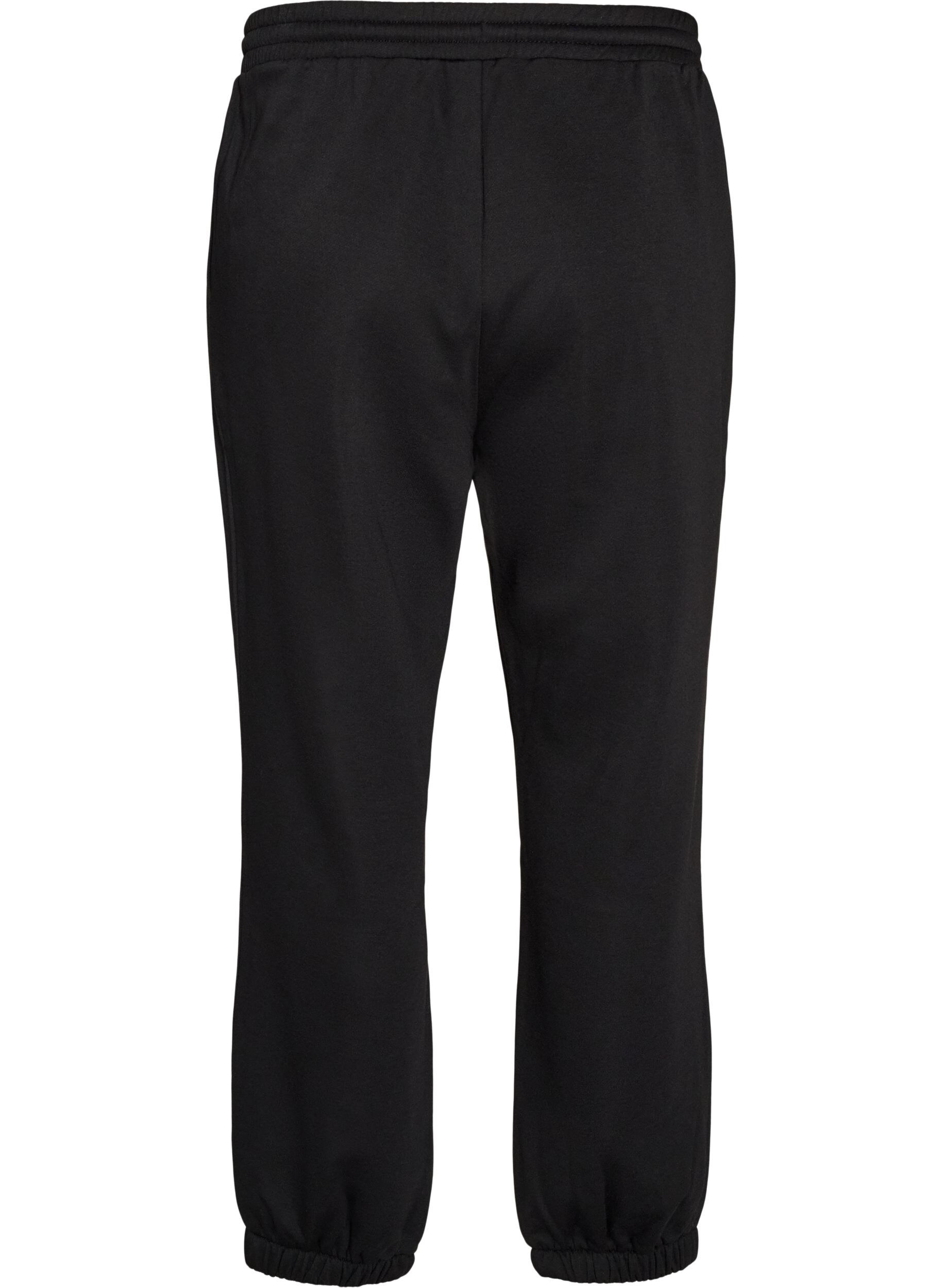 ZizziSweatpants med h&oslash;j talje og bindeb&aring;nd, Sort, Packshot image number 1