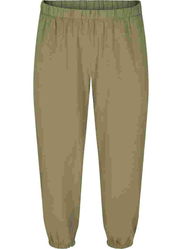 Cropped bukser i bomuld, Deep Lichen Green, Packshot image number 0