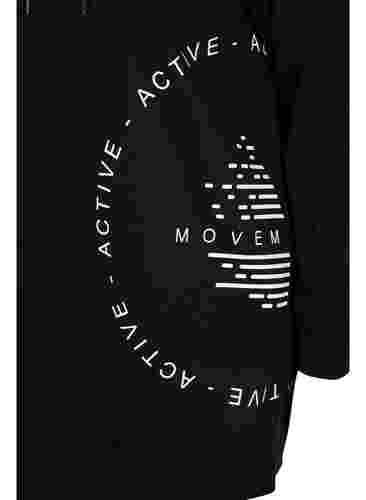 Lang sweatshirt med hætte og printdetaljer, Black w. Logo Print, Packshot image number 3