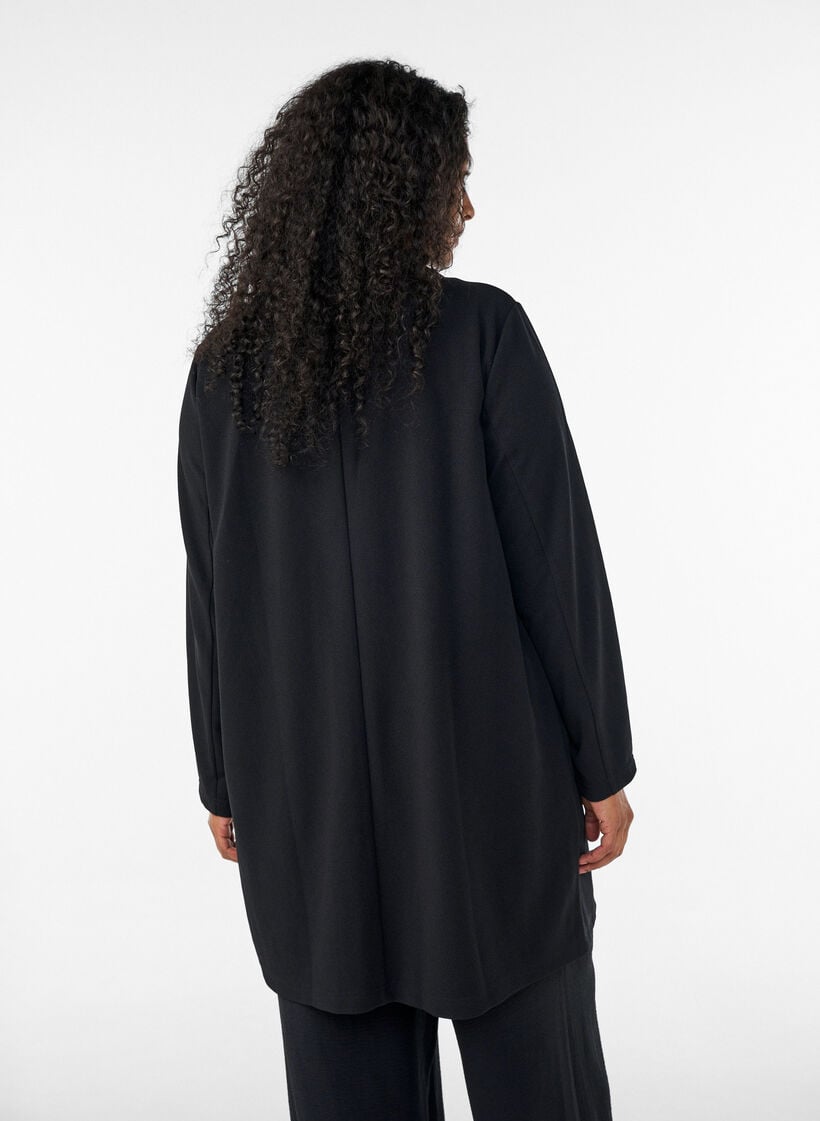 Lang blazer med lommer, Sort, Model image number 2