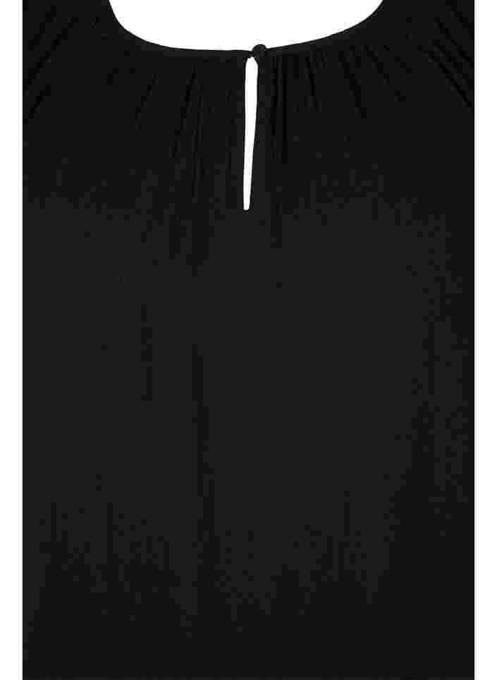 Kortærmet kjole i viskose, Black, Packshot image number 2