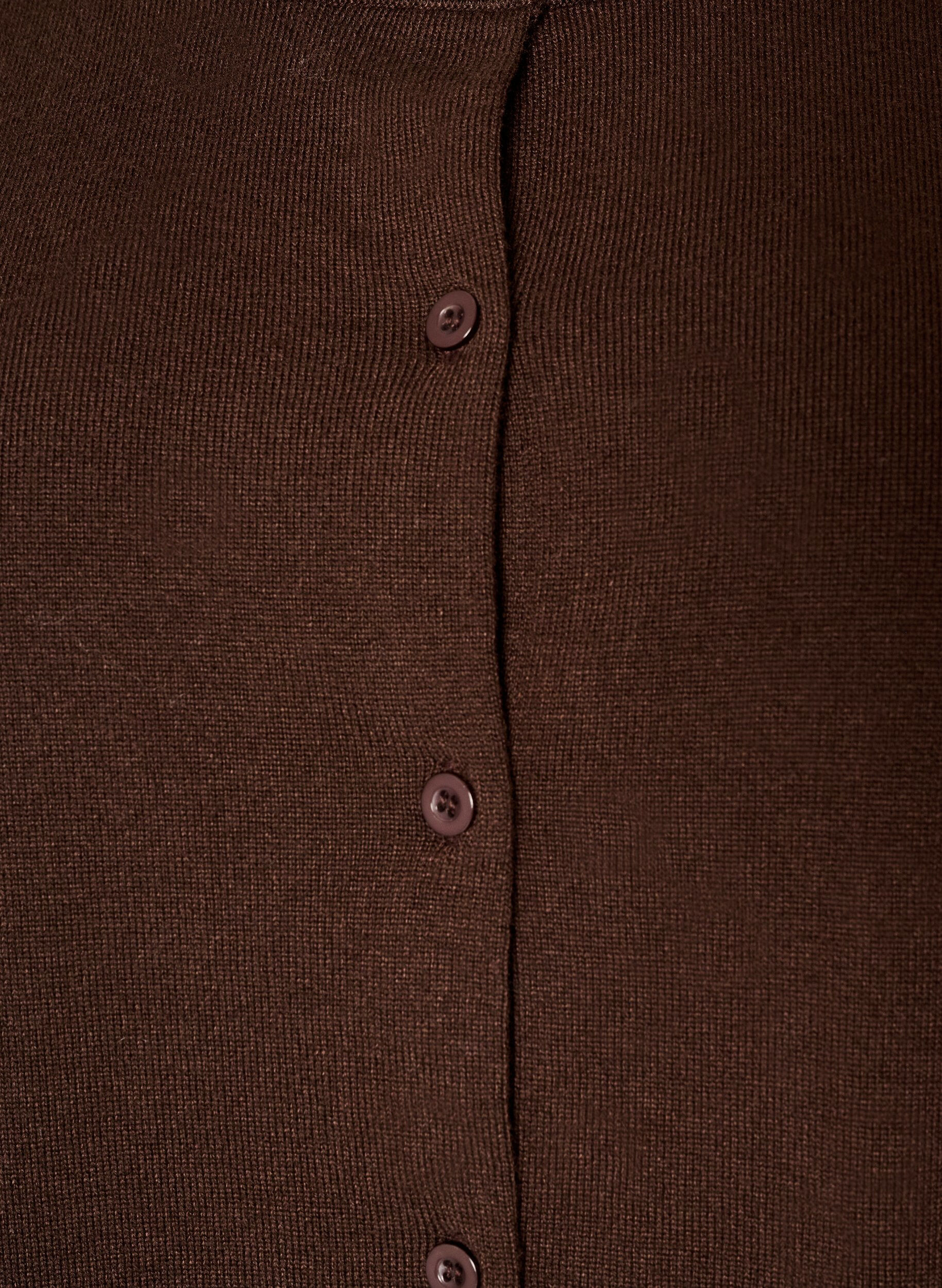 ZizziFinstrikket cardigan med rund hals, Brun, Packshot image number 2