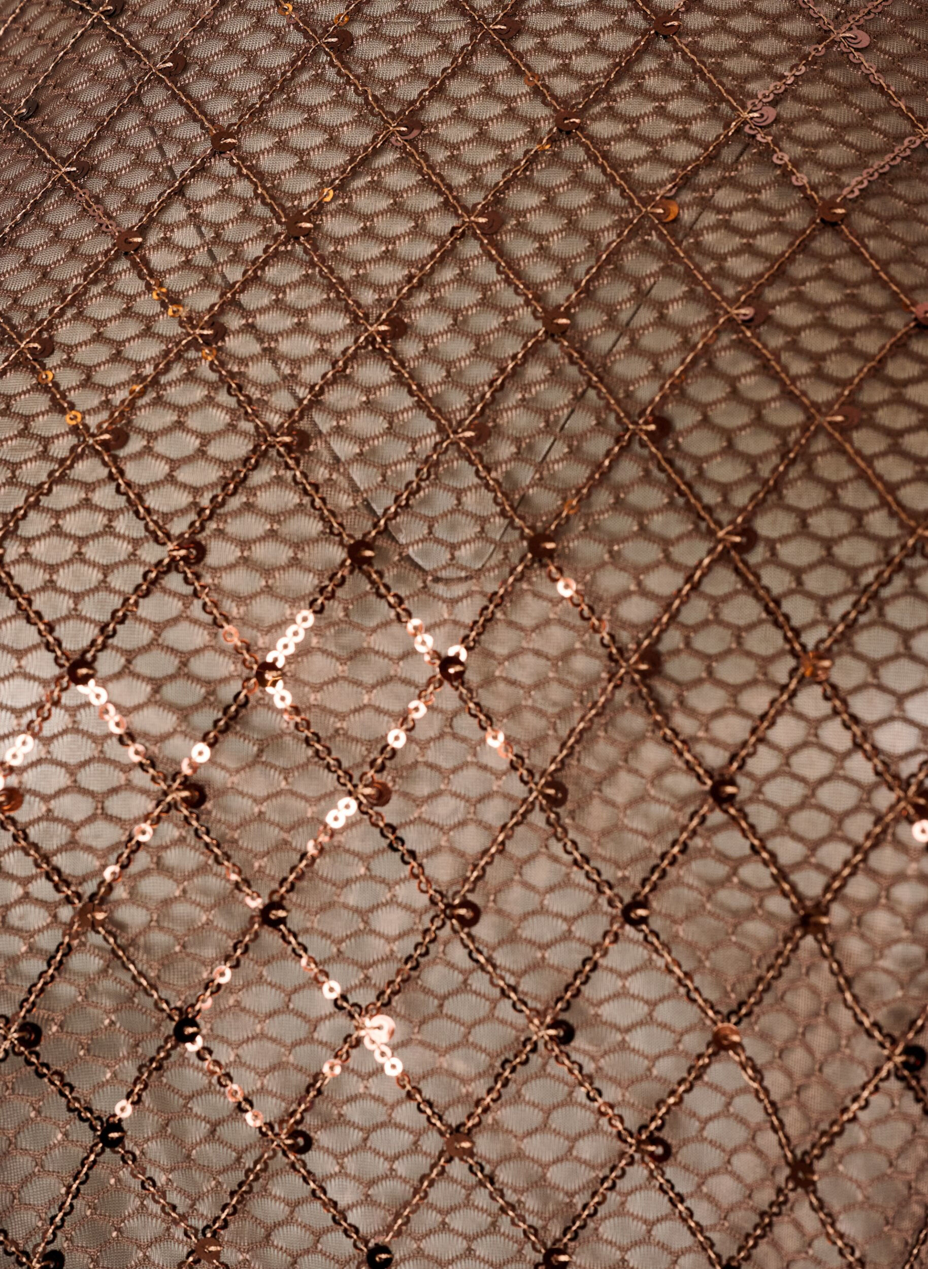 ZizziTransparent bluse med pailletter og diamantm&oslash;nster, Brun, Packshot image number 2