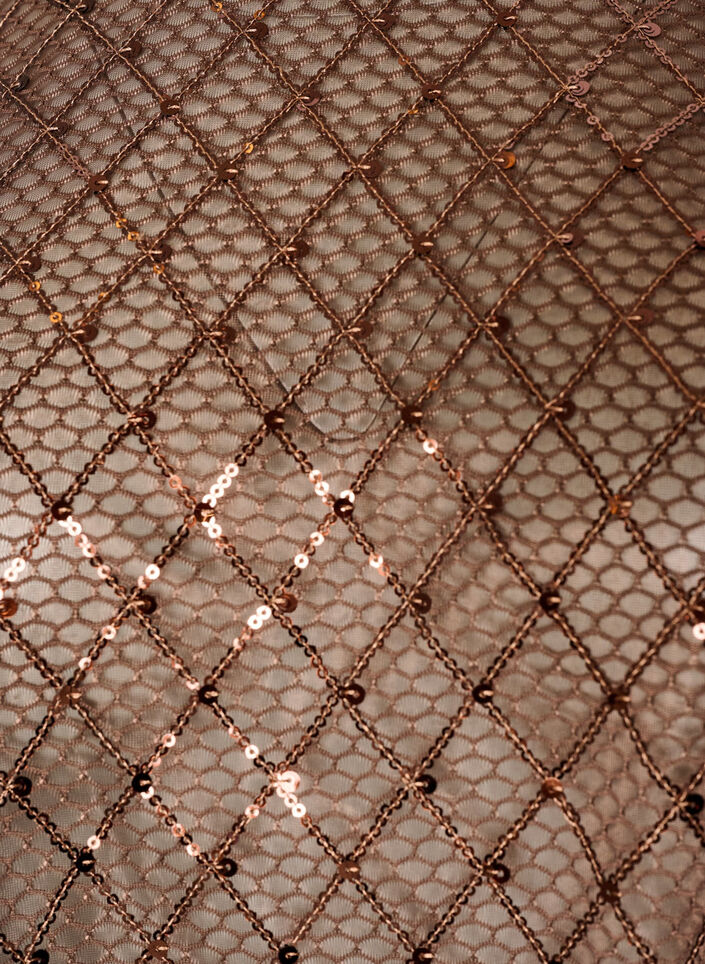 Transparent bluse med pailletter og diamantm&oslash;nster, Brun, Packshot image number 2