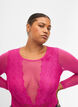 Bodystocking med blonder og mesh, Fuchsia Red, Model image number 2