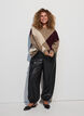 Strikbluse med harlekinm&oslash;nster, Brun, Model image number 1