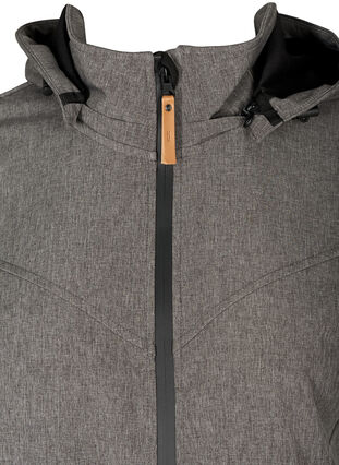 Softshell jakke med hætte og lommer, Medium Grey Melange, Packshot image number 2