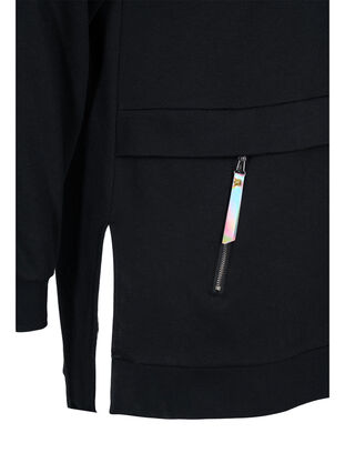 Sweatshirt med hætte og lommer, Black, Packshot image number 3