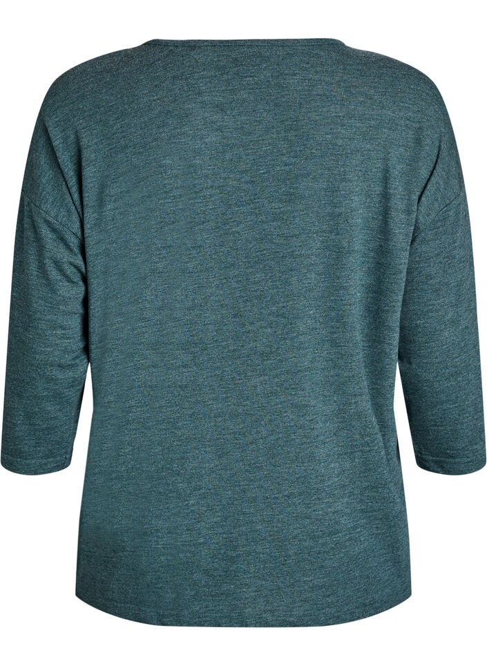 Jerseybluse med 3/4 &aelig;rmer, Gr&oslash;n, Packshot image number 3