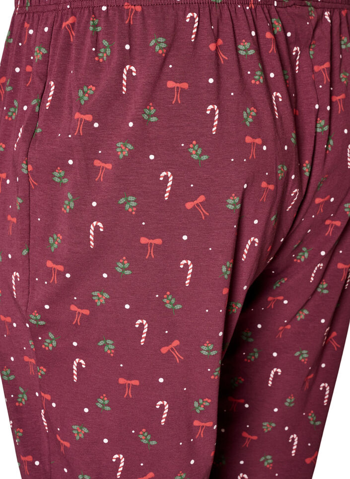 Natbukser med print, M&oslash;rk Bordeaux, Packshot image number 3