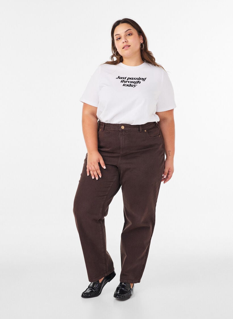 T-shirt i bomuld med tekstprint, Hvid, Model image number 1