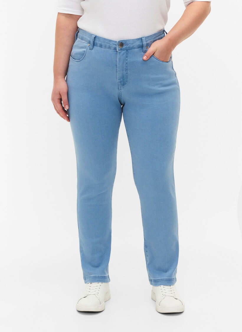 Slim fit Emily jeans med regul&aelig;r talje, Bl&aring;, Model image number 2
