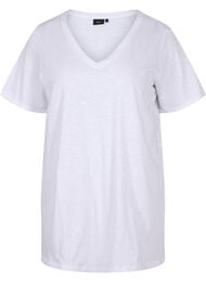 Ensfarvet oversize t-shirt med v-hals, Bright White