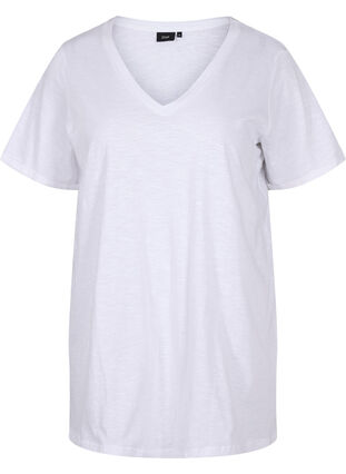 Ensfarvet oversize t-shirt med v-hals, Bright White, Packshot image number 0