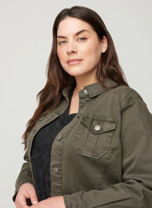 Kort jakke i bomuld, Army Green, Model image number 2