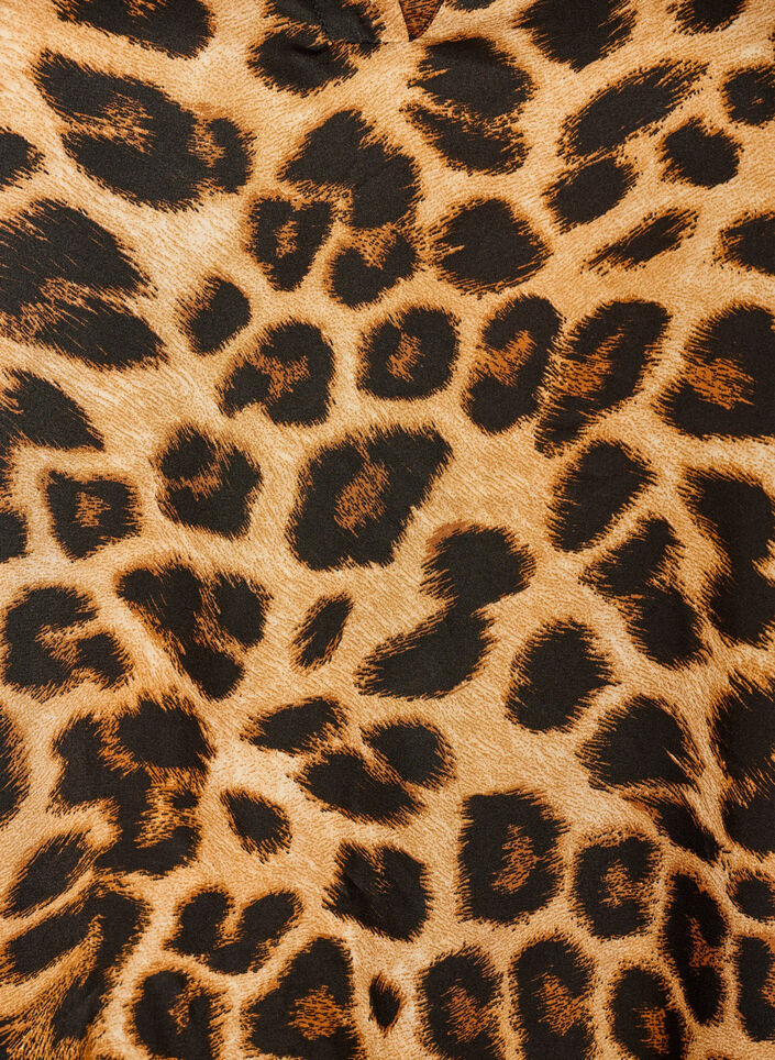 Bluse med leopardprint og fl&aelig;sedetaljer, Brun, Packshot image number 2
