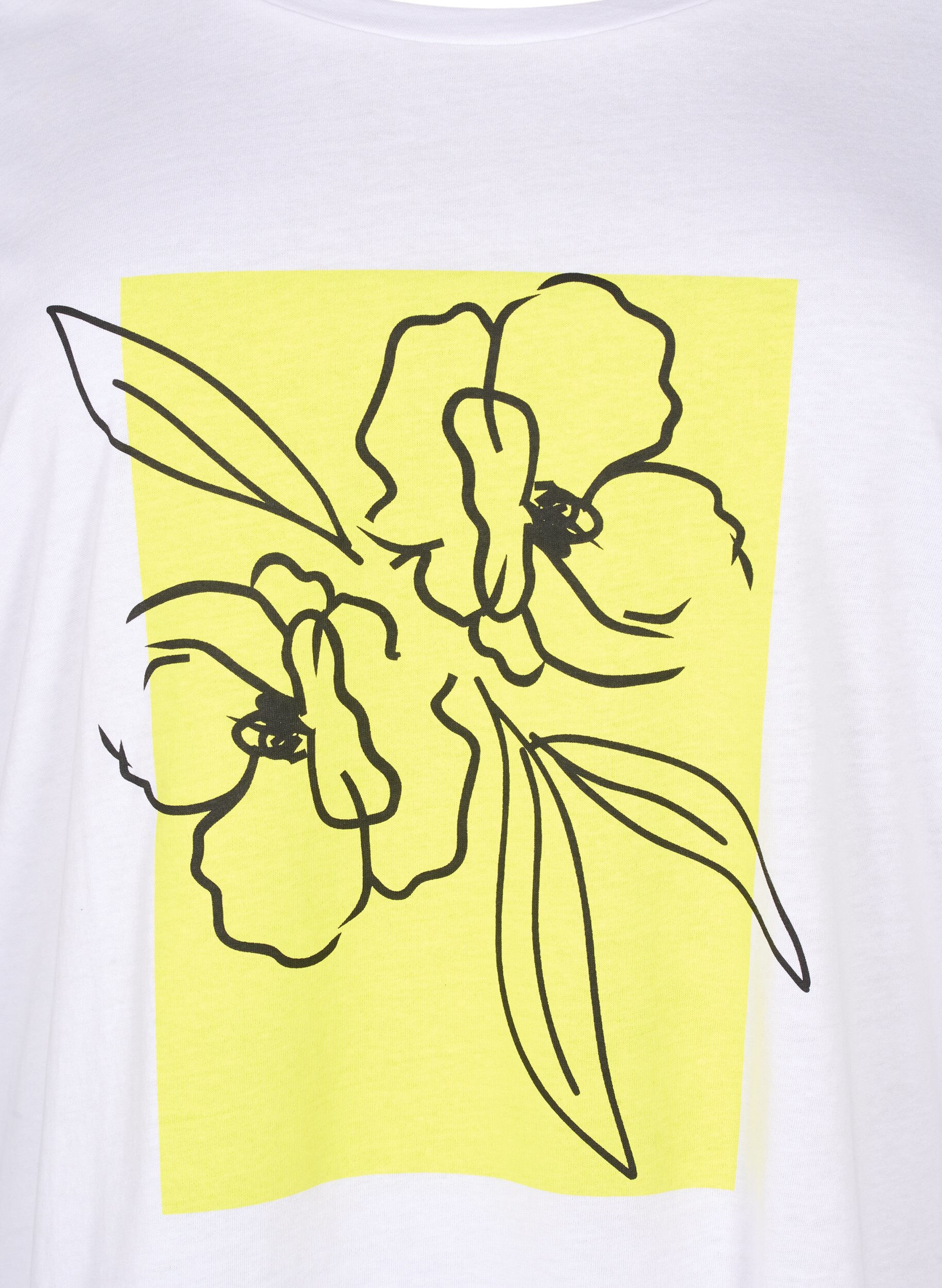 Zizzi Bomulds t-shirt med motiv, B. White w. Sulphur, Packshot image number 2