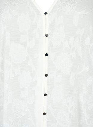 Langærmet skjorte med jacquard look, Bright White, Packshot image number 2