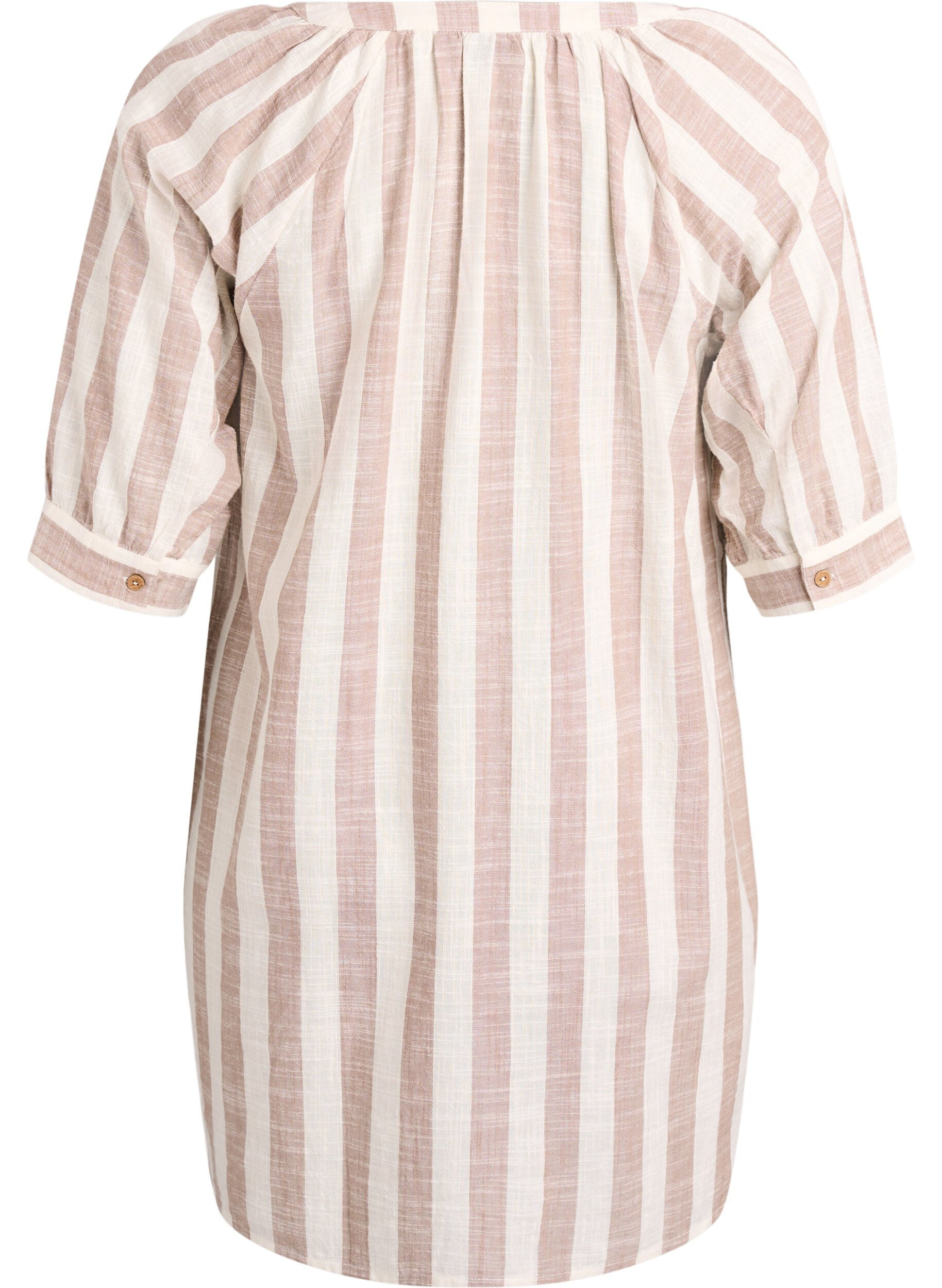 ZizziTunika i bomuld med V-udsk&aelig;ring, Beige, Packshot image number 1