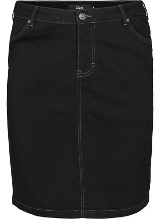Tætsiddende denim nederdel , Black, Packshot image number 0