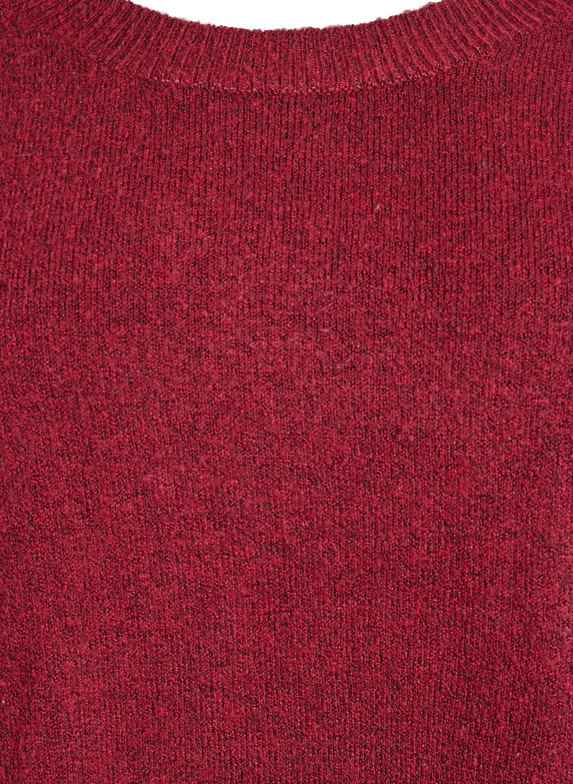 Zizzi Lang strikbluse med kugleknapper, M&oslash;rk Bordeaux, Packshot image number 2