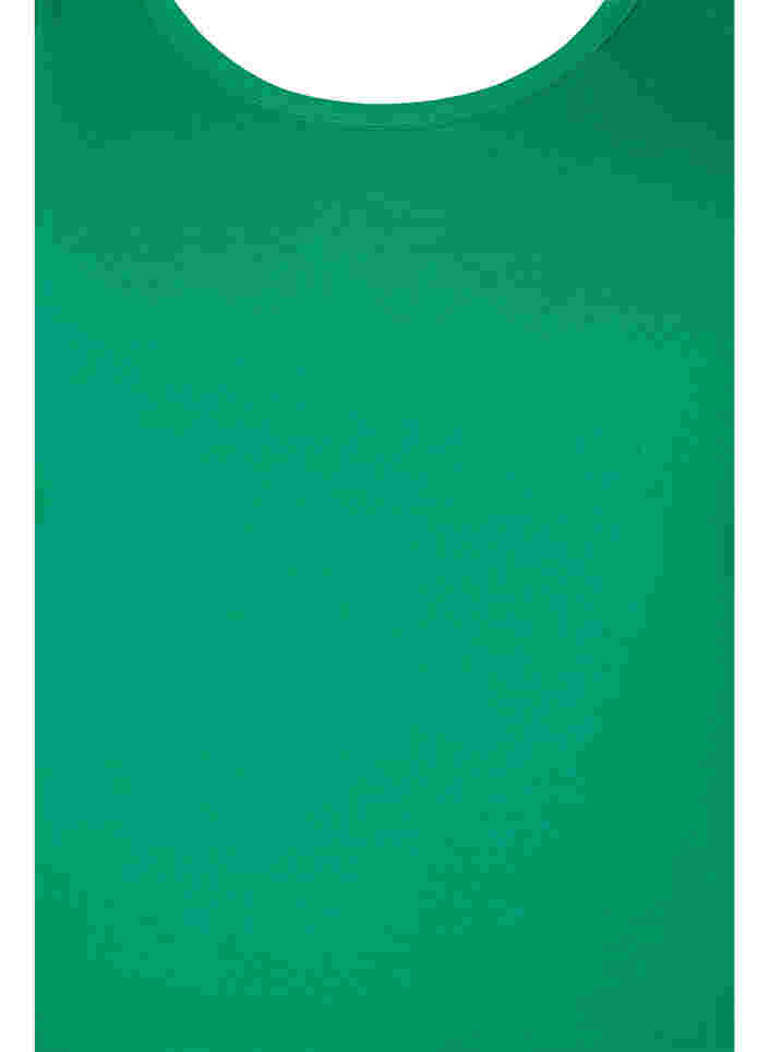 Ensfarvet basis top i bomuld, Jolly Green, Packshot image number 2