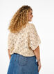 Strikbluse med korte flagermus&aelig;rmer, Beige, Model image number 2