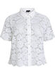 Skjortebluse i blonde med perleknapper, Hvid, Packshot image number 0