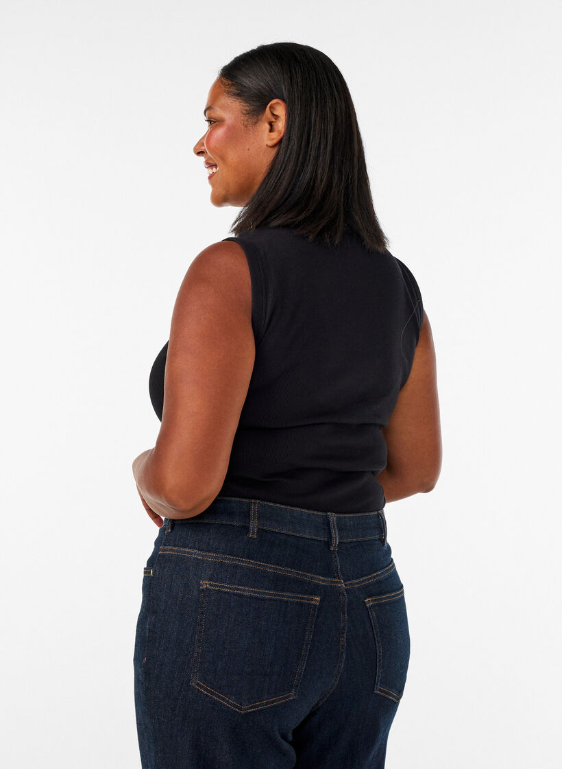 Ribtop med firkantet udsk&aelig;ring, Sort, Model image number 2
