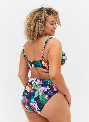 Bikini trusse med høj talje, Flower Print, Model image number 1