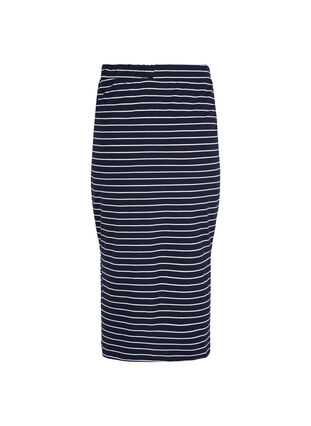 Lang stribet bomulds nederdel med slids, Blue Stripe, Packshot image number 1