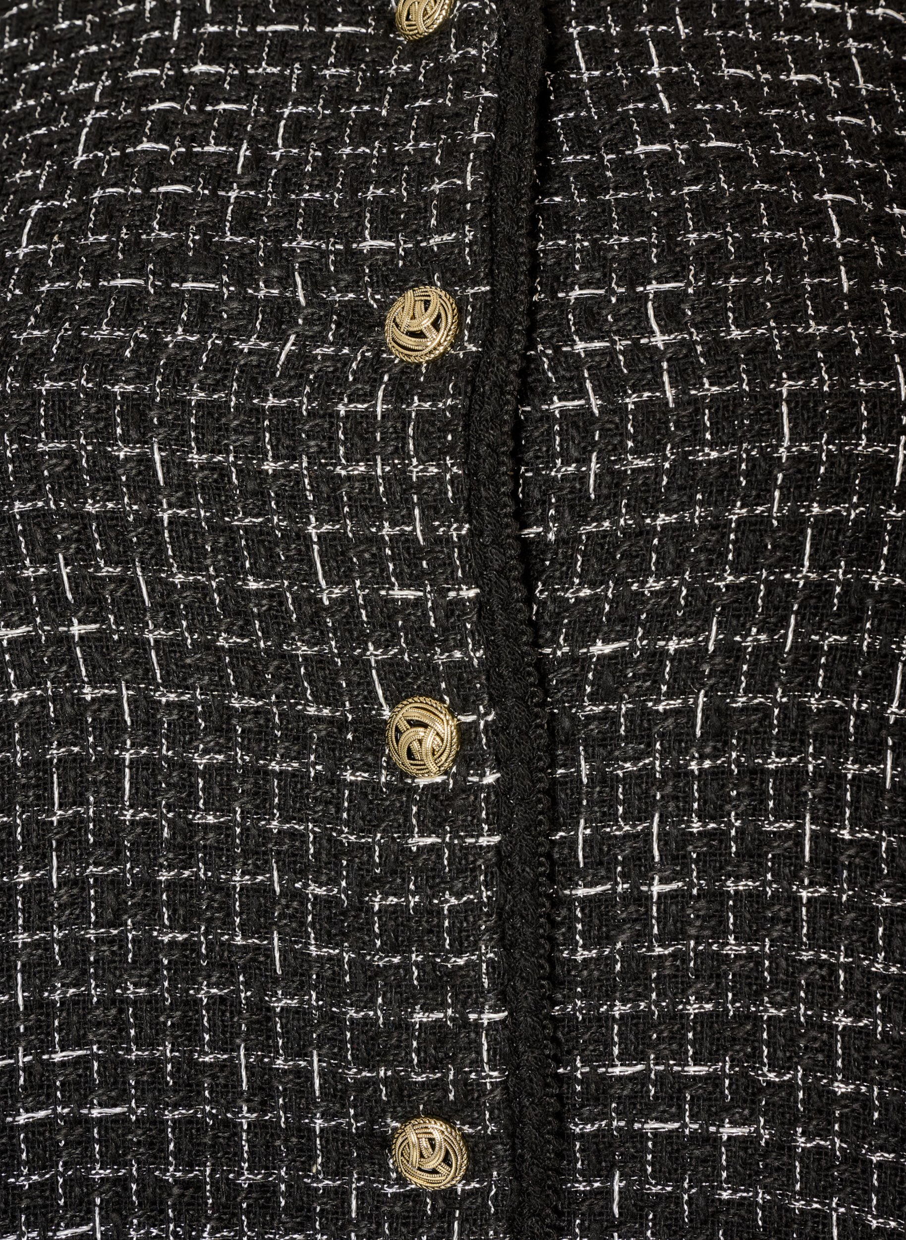 ZizziJakke i boucl&eacute; med guldfarvede knapper, Sort, Packshot image number 2