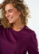 Bluse med knapdetalje og korte puf&aelig;rmer, M&oslash;rk Bordeaux, Model image number 3