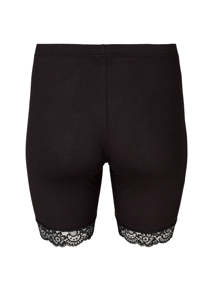 Cykelshorts med blondekant, Sort, Packshot image number 1