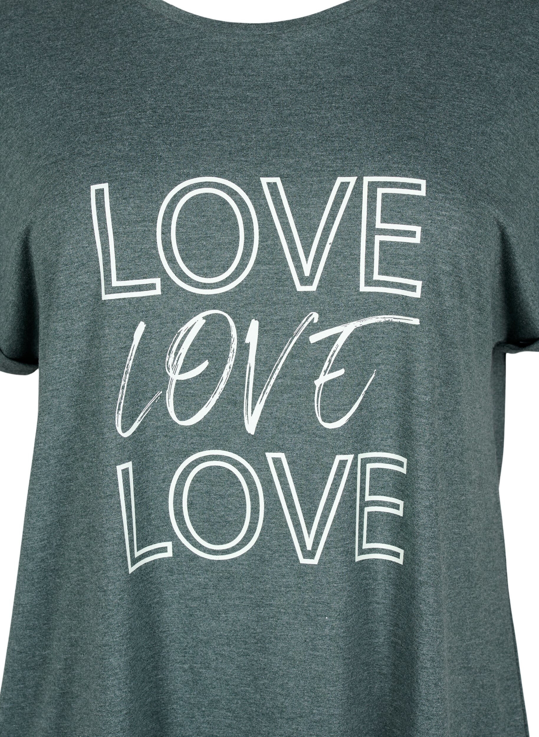 Zizzi Kort&aelig;rmet natkjole med tekstprint, , Packshot image number 2