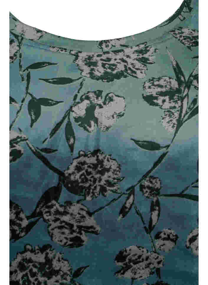 Blomstret velour bluse med lange ærmer, Green Gables AOP, Packshot image number 2