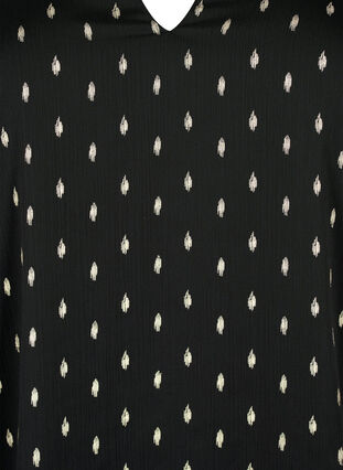 Printet bluse med v-udskæring, Black w. Gold, Packshot image number 2