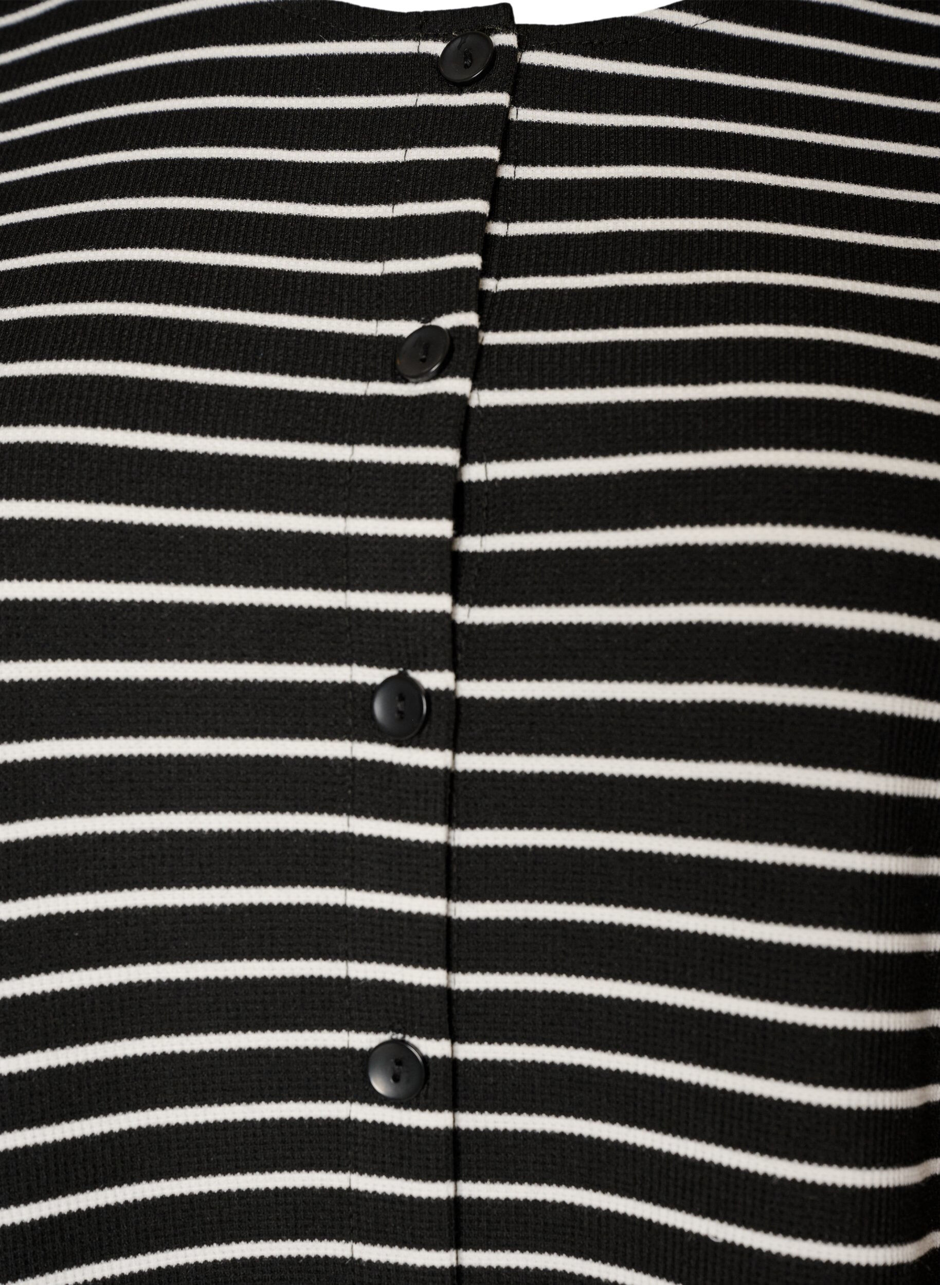 ZizziBluse med ribbet struktur og knaplukning, Sort, Packshot image number 2