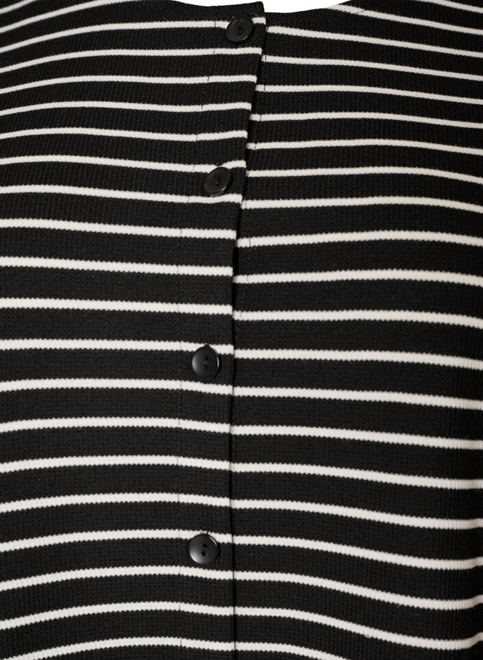 Bluse med ribbet struktur og knaplukning, Sort, Packshot image number 2