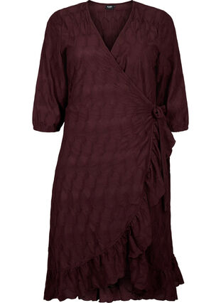 FLASH - Wrap kjole med 3/4 ærmer, Fudge, Packshot image number 0
