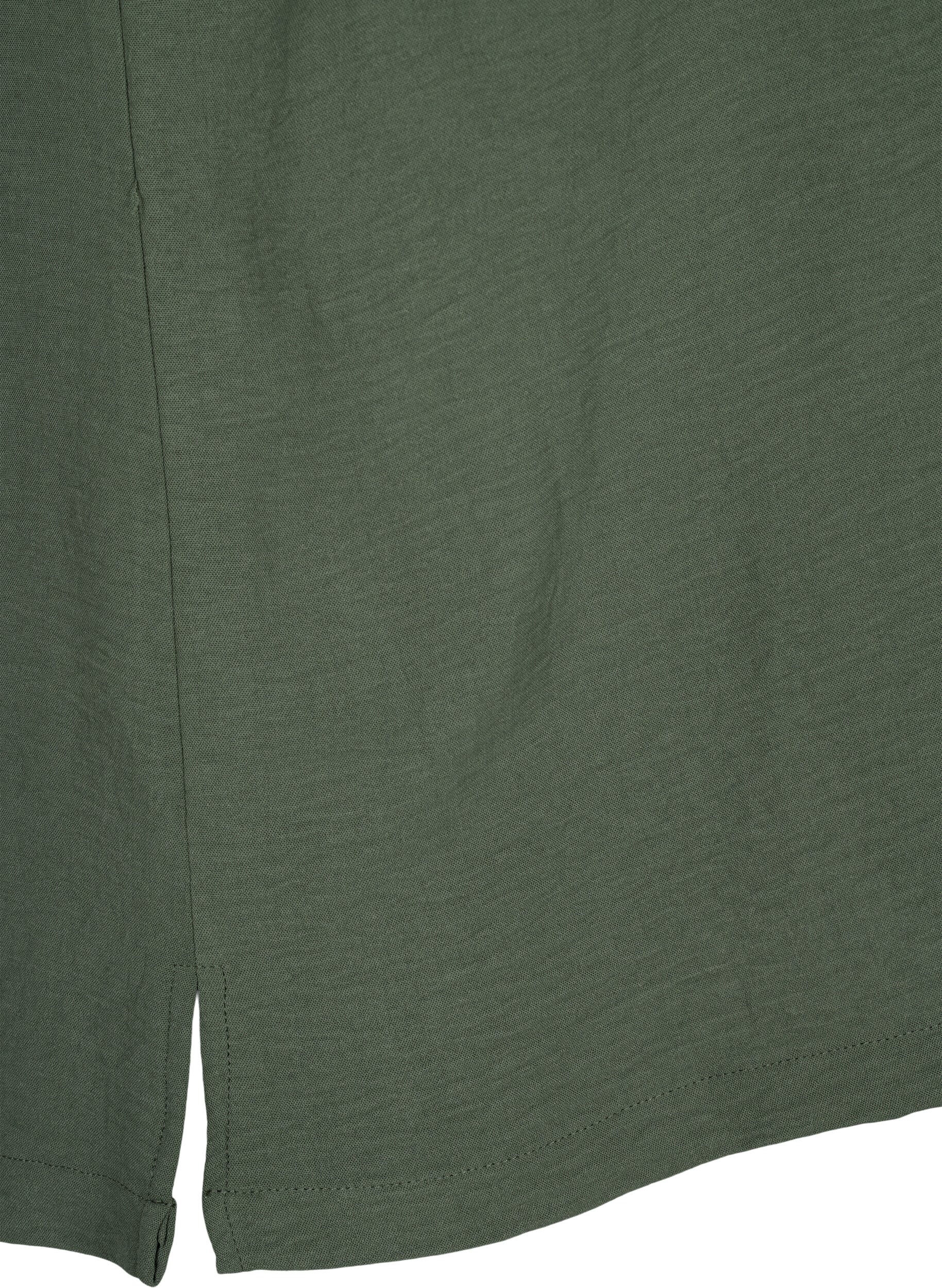 Zizzi&AElig;rmel&oslash;s top med rynkedetaljer, Gr&oslash;n, Packshot image number 4