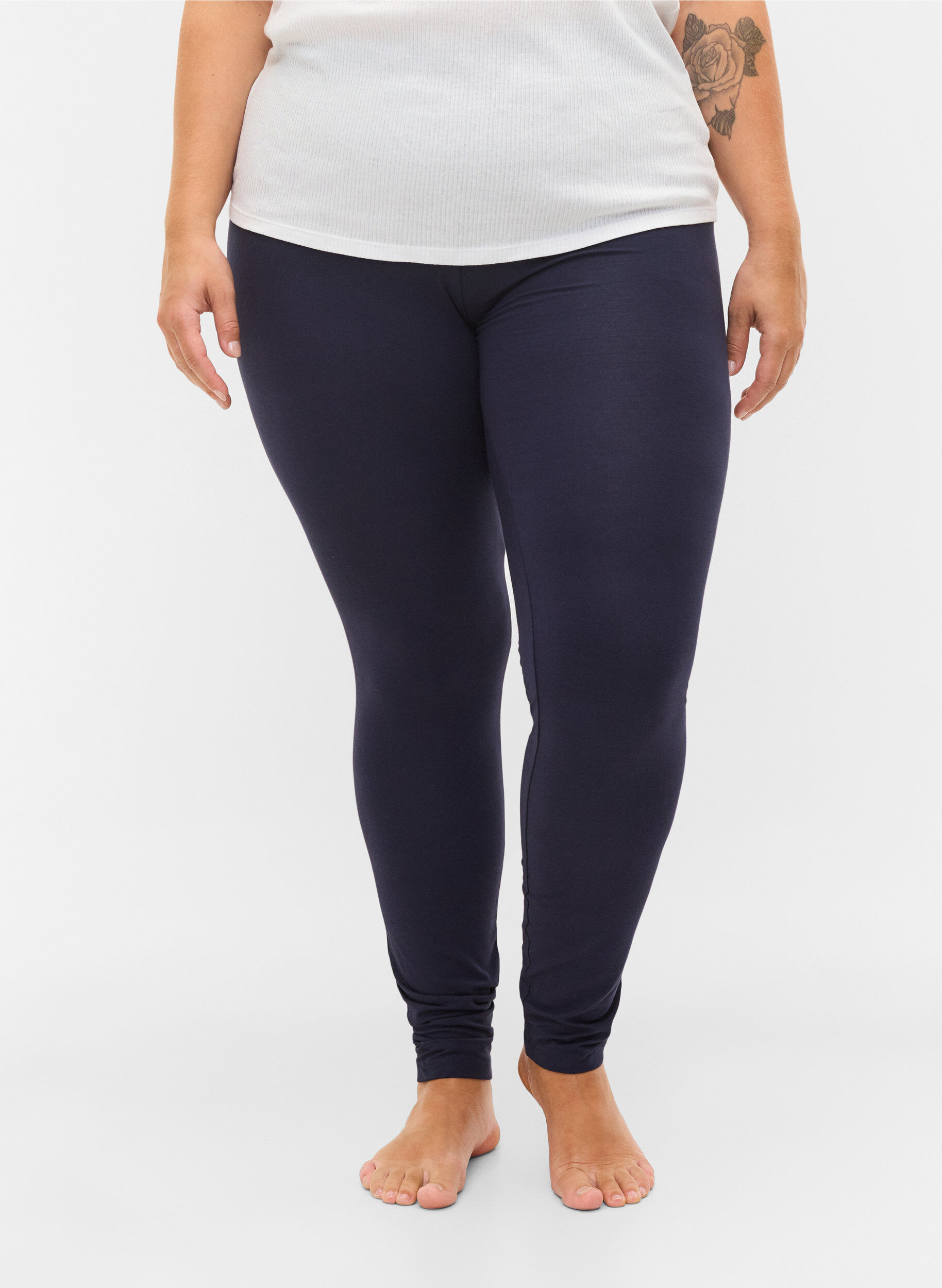 ZizziBasis leggings i viskose, Bl&aring;, Model image number 3