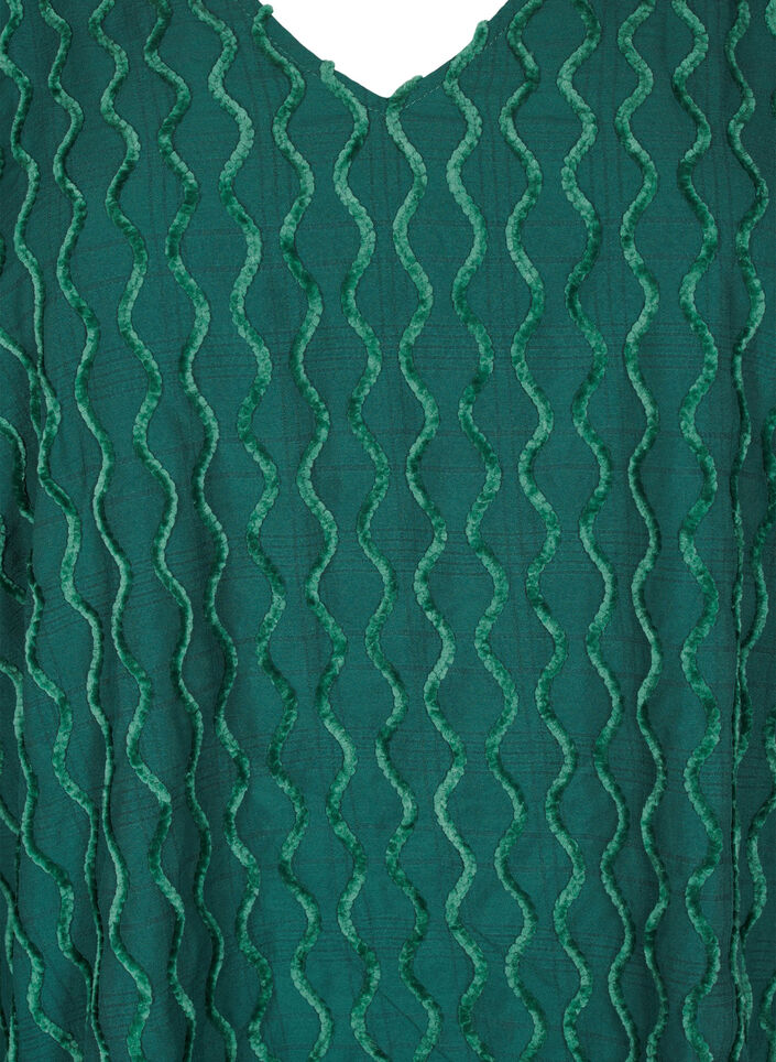 Langærmet bluse med mønster og V-hals, Rain Forest, Packshot image number 2