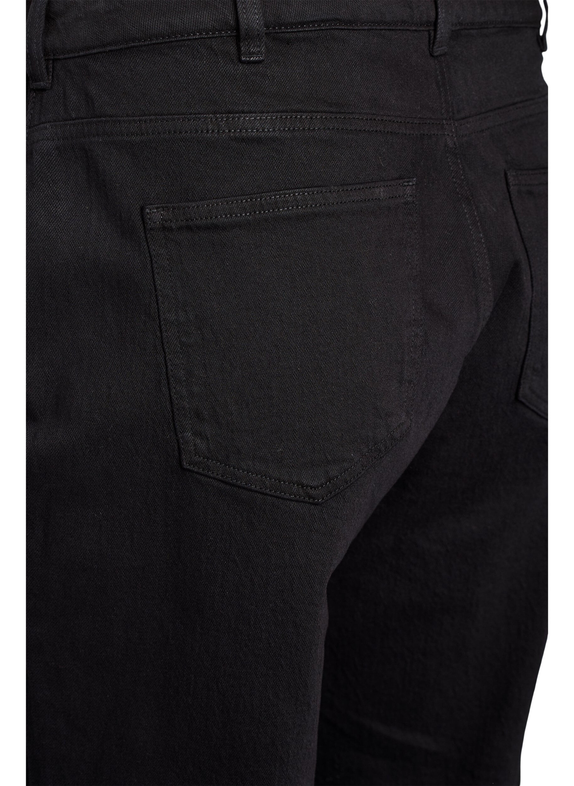 ZizziL&oslash;s jeans med h&oslash;j talje, Sort, Packshot image number 3